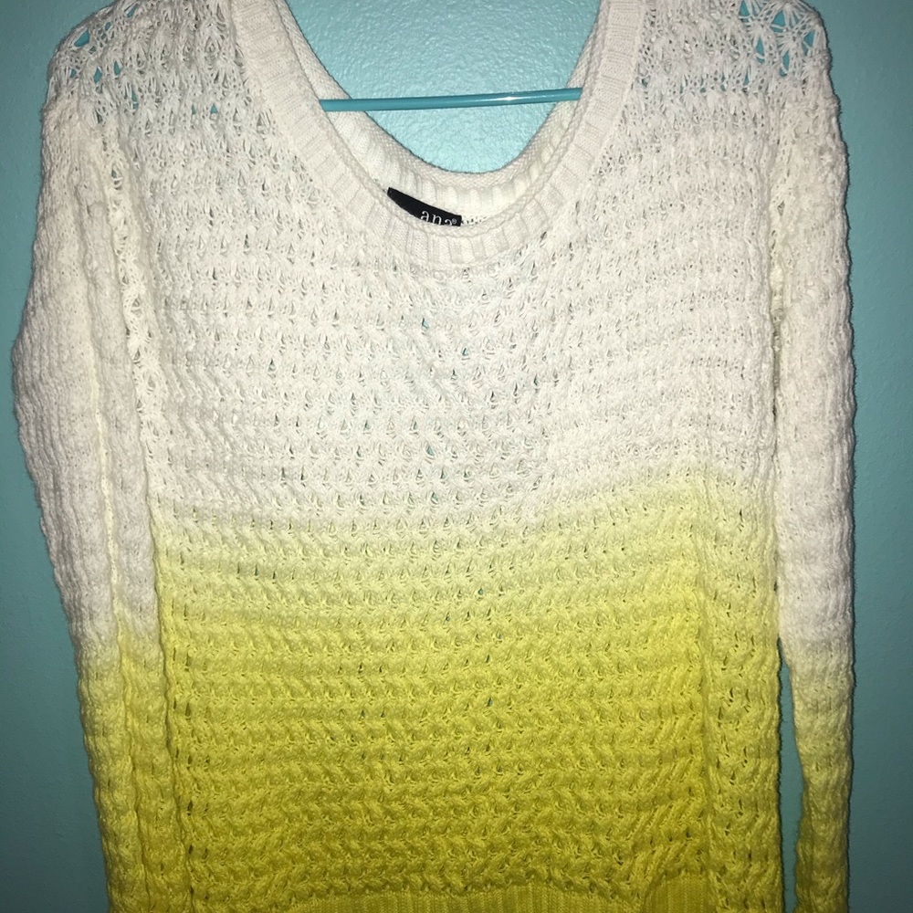 a.n.a white and yellow sweater